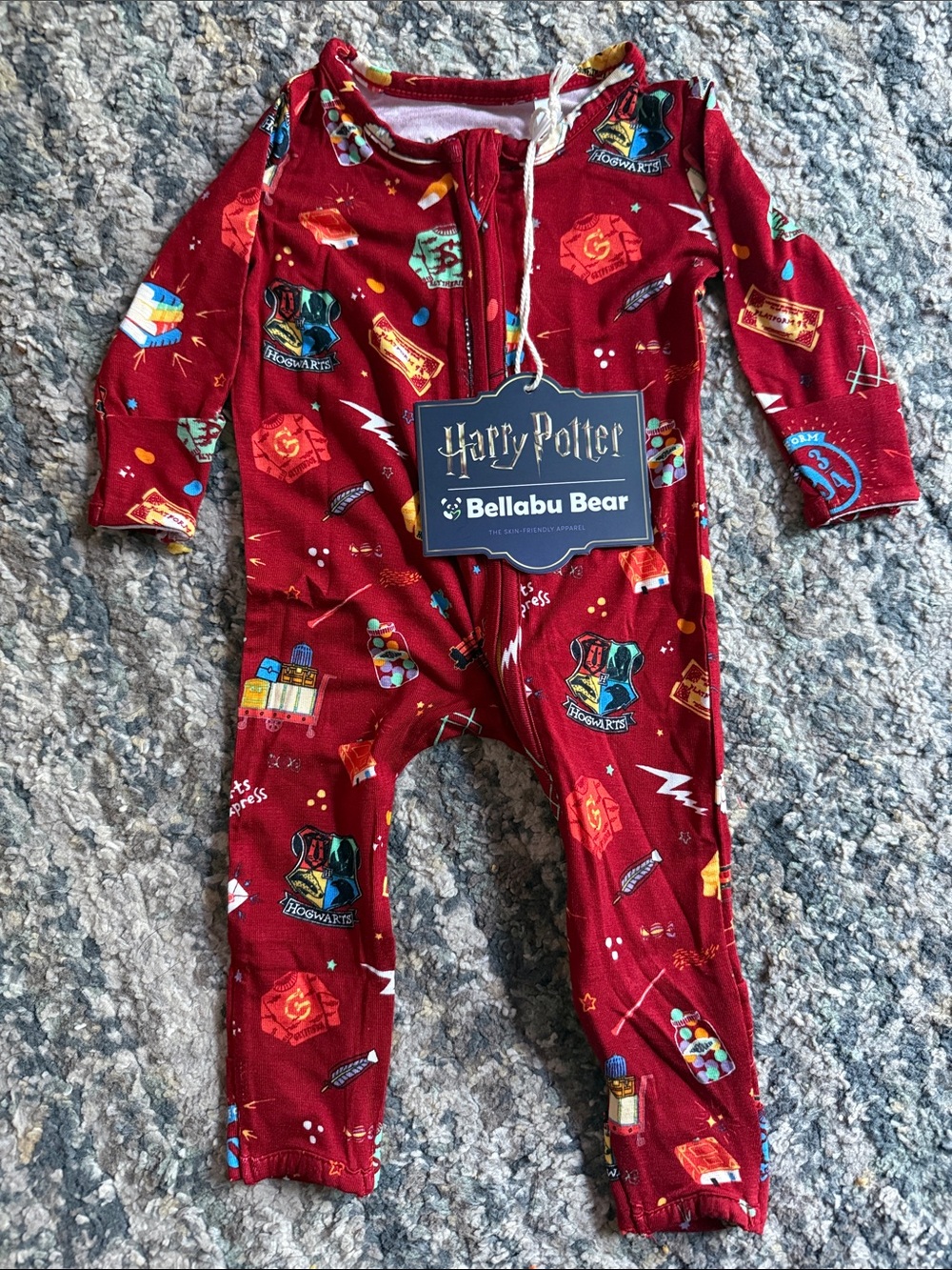 Bellabu Bear Harry Potter Kids Red Hogwarts Footed One-Piece